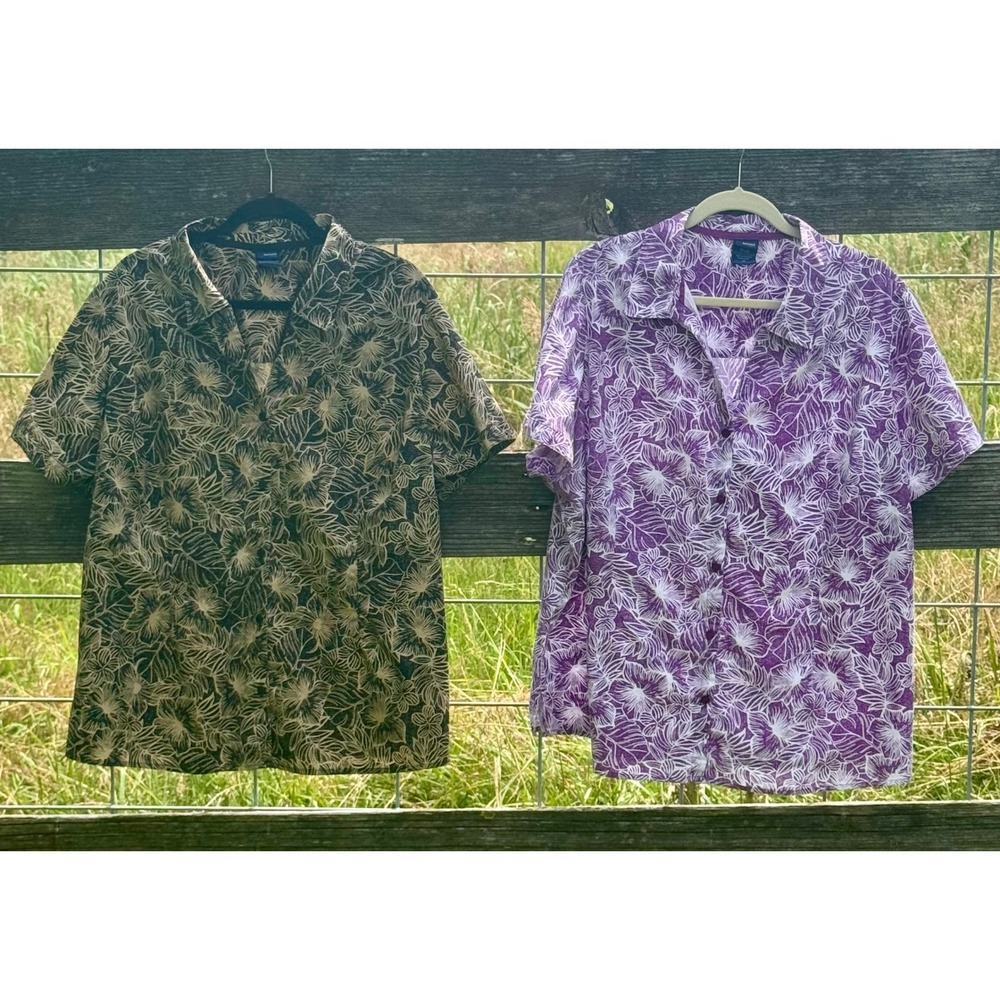 Women's Tropical Floral‎ Button Front Blouse Lot of 2 Plus Size 3X